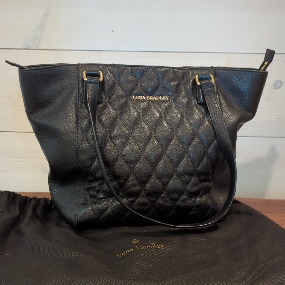 Vera Bradley Black Quilted Ella Zipper Tote